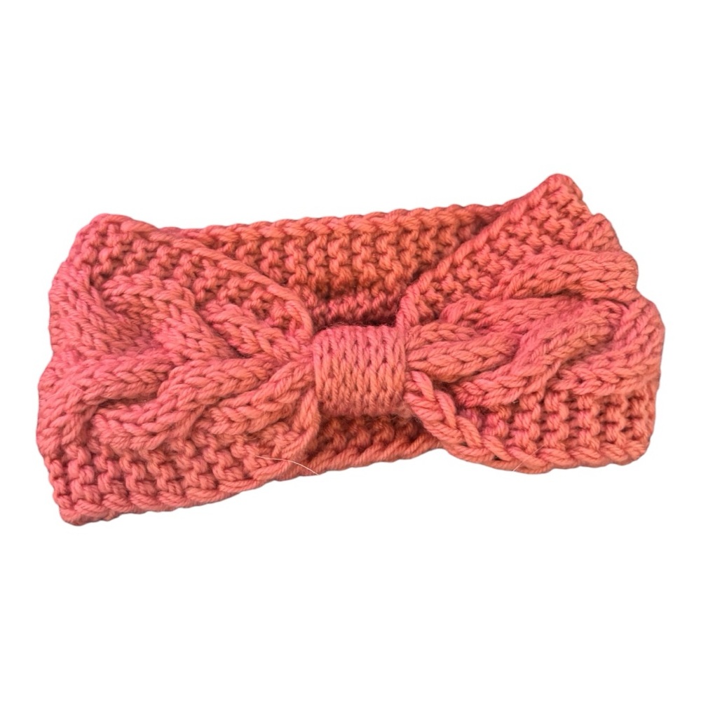 Chunky Pink Knit Hair Accessory with Bow